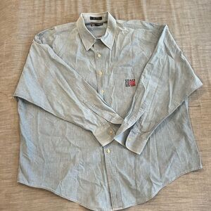 Vintage Chaps Ralph Lauren Chambray Button Down Shirt XXL Blue 100% Cotton